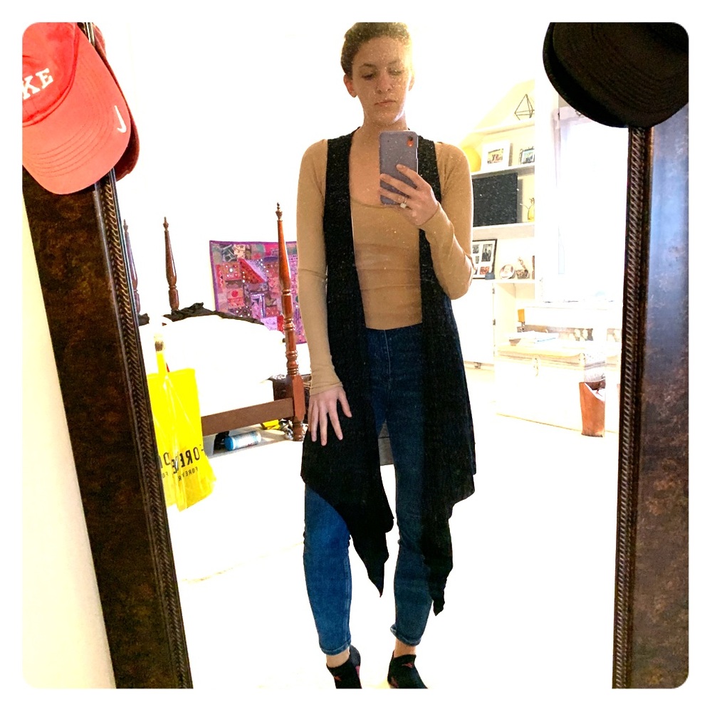 Black and Tan sleeveless cardigan